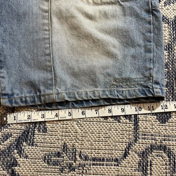 VTG Y2K Webs Baggy Jorts Jean Shorts Skater Hip-Hop Style Light Wash SZ 39 - Picture 6 of 7